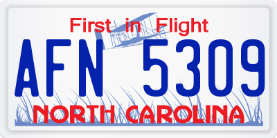 NC license plate AFN5309