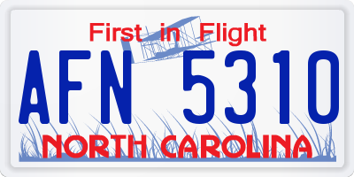 NC license plate AFN5310