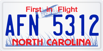 NC license plate AFN5312
