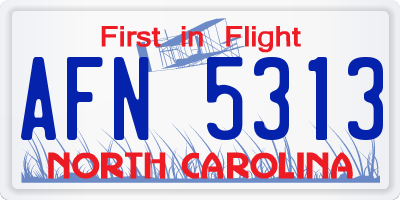 NC license plate AFN5313