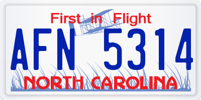 NC license plate AFN5314
