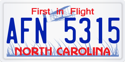 NC license plate AFN5315