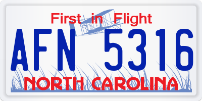 NC license plate AFN5316