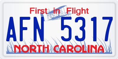 NC license plate AFN5317