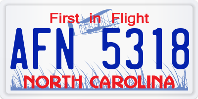 NC license plate AFN5318
