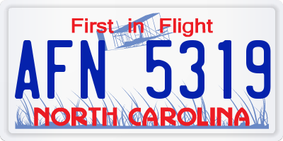 NC license plate AFN5319