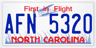 NC license plate AFN5320