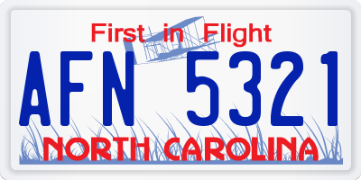 NC license plate AFN5321