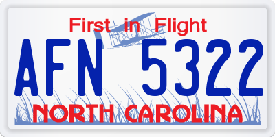 NC license plate AFN5322