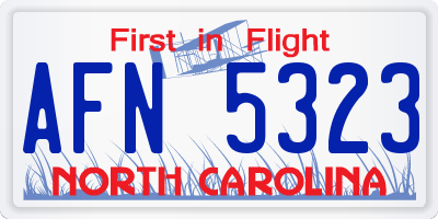 NC license plate AFN5323