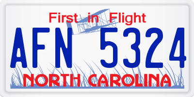 NC license plate AFN5324