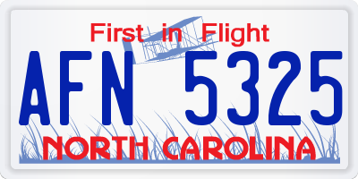 NC license plate AFN5325