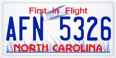 NC license plate AFN5326