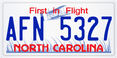 NC license plate AFN5327