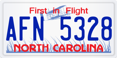 NC license plate AFN5328