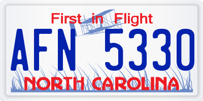 NC license plate AFN5330