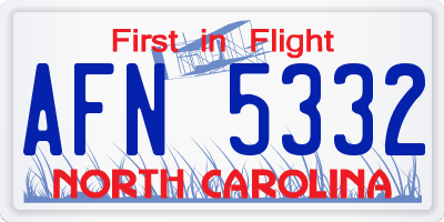 NC license plate AFN5332