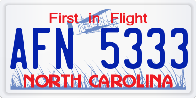 NC license plate AFN5333