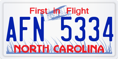 NC license plate AFN5334