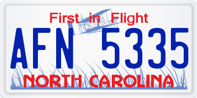 NC license plate AFN5335