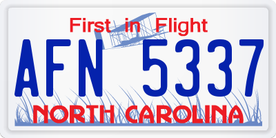 NC license plate AFN5337
