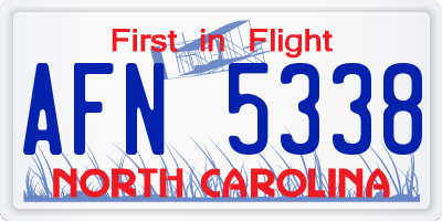 NC license plate AFN5338