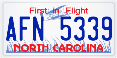 NC license plate AFN5339