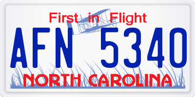 NC license plate AFN5340