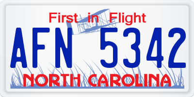 NC license plate AFN5342