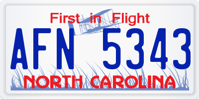 NC license plate AFN5343