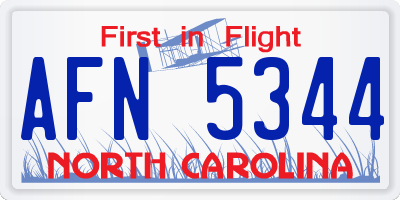 NC license plate AFN5344