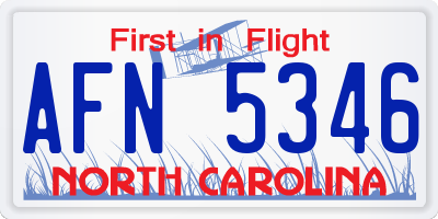 NC license plate AFN5346