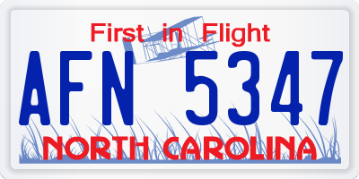 NC license plate AFN5347