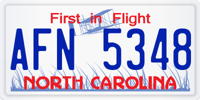 NC license plate AFN5348