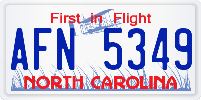 NC license plate AFN5349