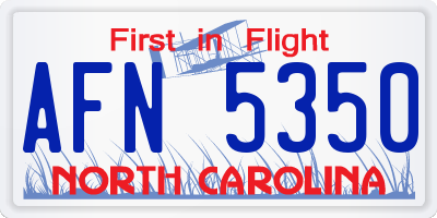NC license plate AFN5350