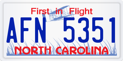 NC license plate AFN5351