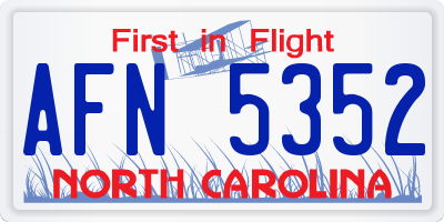 NC license plate AFN5352