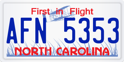 NC license plate AFN5353