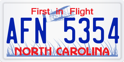 NC license plate AFN5354