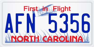 NC license plate AFN5356