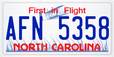 NC license plate AFN5358