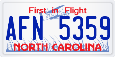 NC license plate AFN5359