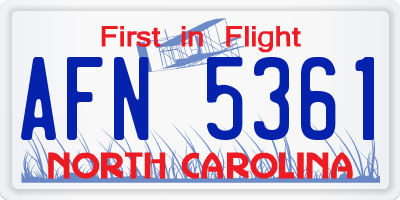 NC license plate AFN5361