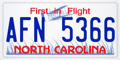 NC license plate AFN5366