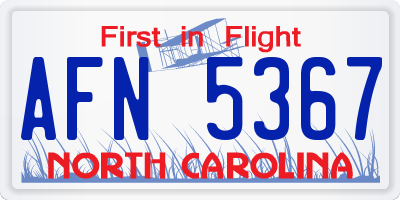 NC license plate AFN5367