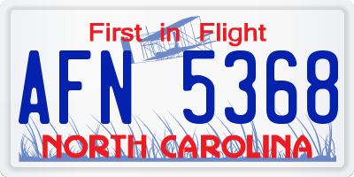 NC license plate AFN5368