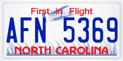 NC license plate AFN5369