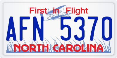 NC license plate AFN5370
