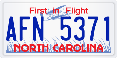 NC license plate AFN5371